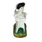 Antique Porcelain Lady Figural Match Holder     19th C  Victorian Fairing Style
