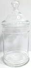 Vintage Glass Apothecary Jar With Circus Top Lid Clear Glass 8 1 4  Tall