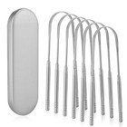 6 Pack U-shaped Tongue Scrapers - Reusable Stainless Steel Tongue Cleaners For F