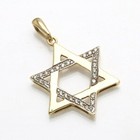 Vintage 14k Jewish Star Of David Cz Pendant Two Tone Gold Judaica Large