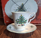 Nikko Happy Holidays Cup saucer Christmas Cup H 3 5  W 3 5  Saucer 6   Set Of 4