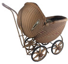 Vintage Victorian Baby Doll Stroller Antique Wicker Buggy Carriage W  Windows
