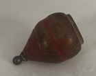 Two Vintage Wood Spinning Tops With Metal Tips