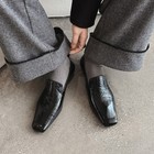 Women Real Leather Square Toe Pull On Loafer Casual 2cm Heel Shoes Office Ladies