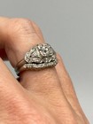 Art Deco Style Round Lab Created Diamond Engagement 14k White Gold Fn Ring Set