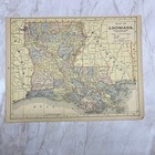 1899 Map Of Louisiana 10x13 Original Tinted Map Engraving Fl6-8