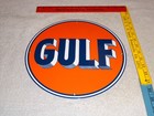 Vintage Gulf Gasoline Service Station 11 3 4  Porcelain Metal Motor Oil Gas Sign