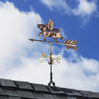 Flying Pig Cottage Weathervane Polished Copper Roof Mount