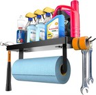 Wall Mount Paper Towel Holder With Shelf   Hooks For Kitchen  Garage