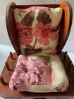 Vintage Wooden Rocking Chair Sewing Caddy Pin Cushion With Pins   Drawer