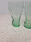Coca-cola Textured Green Glasses Set Of  Three With A Green Tint 6  Tall