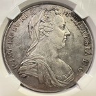 1780 Maria Theresa Thaler Silver Early Vienna Restrike Ic Fa Ngc Au Details