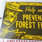 Vintage Usa Forest Service Sign - Smokey The Bear Hiking Gas Porcelain Sign