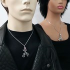 Musician Skull With Crossed Guitars Black Enamel Pendant Necklace Nk-540b