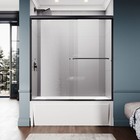 Elegant 60  W X 62  h Double Sliding Shower Tub Door 1 4   Clear Glass In Black