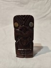 Vintage Maori Tiki Carving Wood Tekoteko New Zealand Paua Shell Eyes 3 