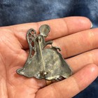 Vintage Pewter Seated Victorian Lady Brooch Antique Style Metal Pin Chic Granny