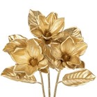  Set Of 3 Magnolia Floral Stems 26in Magnolia Artificial Flowers Silk Gold
