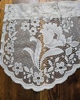 Vintage White Lace Scalloped Curtain Valance W Flowers Floral 16x58