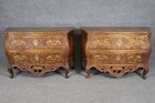 Pair Of Antique French Walnut Bombe Commodes With Ormolu By Don Ruseau