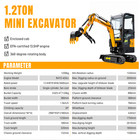 1 2ton Mini Excavator Enclosed Cab 13 5hp B s Engine Excavator With Attachment