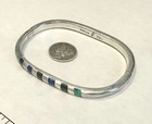 Taxco Sterling Silver 925 Bracelet Vintage Mexico Modernist Hinged Multi Stone