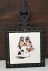 Vtg Shetland  Sheltie Sheepdog Club Of Northern Ca Cast Iron Ceramic Tile Trivot