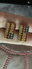 Vintage Gold Tone United States Flag Cufflinks W red White Blue Rhinestones Fun