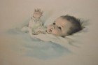 Vtg Bessie Pease Gutmann  awakening  Baby Colored Lithograph Print Framed