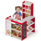 Kids Wooden Pretend Play Grocery Store Playset Supermarket Toy Set W  Chalkboard