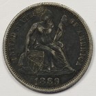 1889 10c Love Token Silver Seated Liberty Dime - Beautifully Etched Reverse