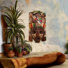 Wood Carved Mask Mayan Art Carved Wood Wall Decor Artesanias Decoration 16in