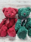 Russ Berrie   Co Dark Green Bear Named Forest   Dark Red Named Cranberry Qty 2