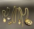 Vintage Avon Jewelry Lot Perfume Pendant Necklace Heart Earrings Pearl Nrt Ring