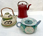 3 Teapots  Chinese Sang De Boeuf  Japanese Ceramic   Chinese Yixing Zisha