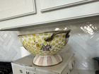 Mackenzie Childs Buttercup Colander Strainer Large Yellow Polka Dots