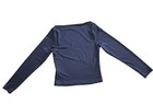 Womens Blue Long Sleeve Top Size Medium Boat Neck Stretch Fitted Blouse