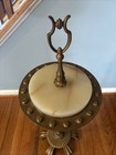Vtg Antique Rembrandt Marble Brass Table Smoking Drinking Gothic Mcm Stand Rare