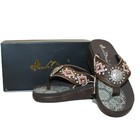 Montana West Women s Platform Flip Flops Pink brown   Rhinestone Concho Nib
