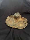 Antique Art Nouveau Brass Desk Inkwell Used Great Condition Vintage Ink