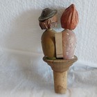 Vtg Hand Carved Wood Mechanical Kissing Couple Cork Wine Bottle Stopper Read