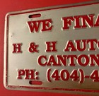H   H Auto Sales Dealership Booster License Plate Canton Georgia Dealer