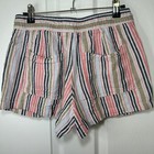 Gap Striped Shorts Linen Blend Womens Size S Drawstring Casual Coral White