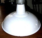 Antique Vintage White Enamel Barn Gas Station Industrial 16  Light Fixture Test