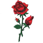 Red Rose Applique Patch - Embroidered Flower Badge 4 75   iron On 