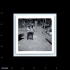 Old Vintage Square Photo Man Woman Couple By Classic Car Fence Snapshot