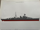 Large Vintage 1970s Colour Print Of  Hms Hood   Battle Cruiser 1920