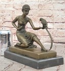 Signed Chiparus Dancer With Pose Bronze Sculpture Figure Statue Marble Base 