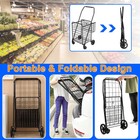 Folding Shopping Cart  Heavy Duty Grocery Cart With Removable Basket