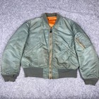 Vtg Flyers Jacket Mens Large Green L-2b Vietnam Era Alpha Flight Bomber 60s Usaf